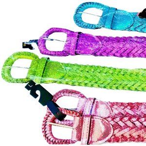 Metallic Braided Woven Glitter Belts - 4 Colors